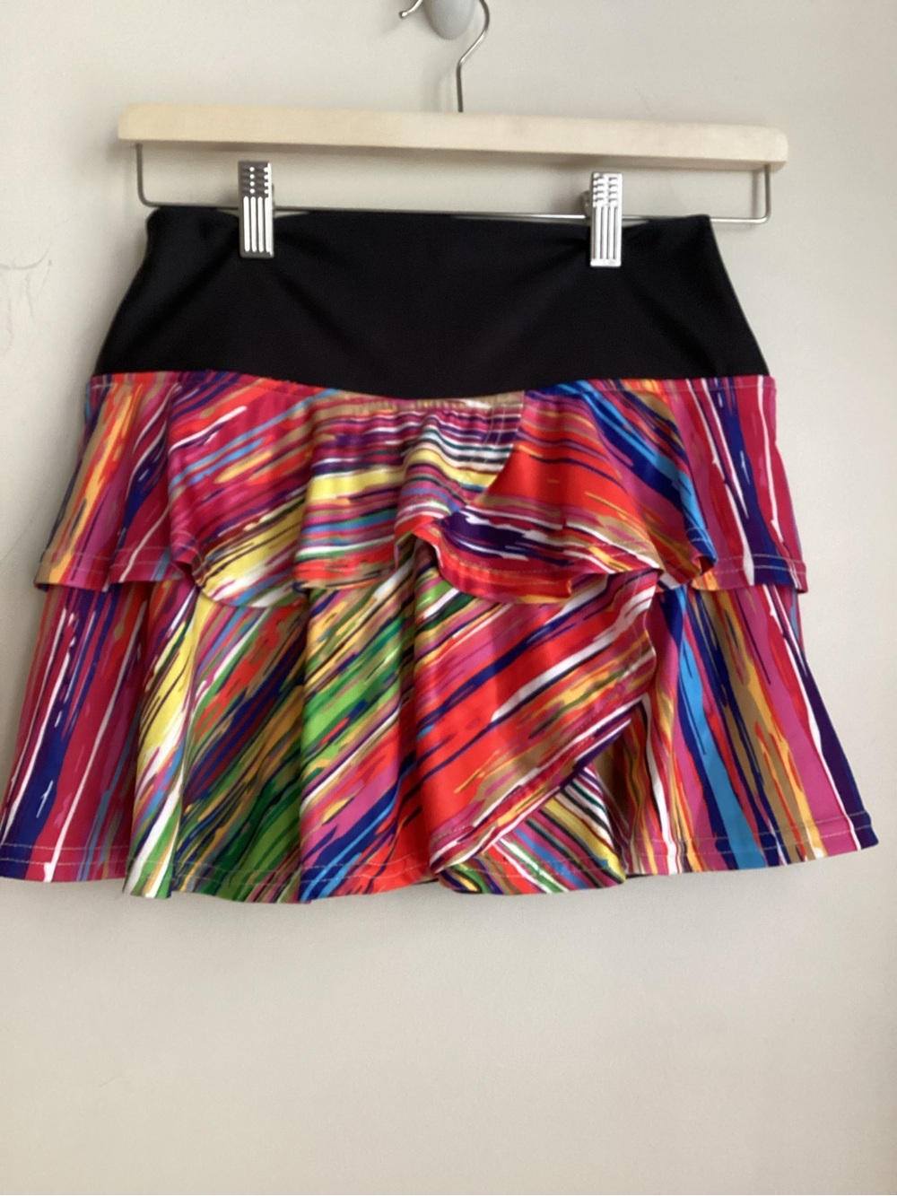 Faye+Florie Pammy Tennis Skirt Small Tiered Ruffle Multicolor Diagonal Stripe - Picture 2 of 13